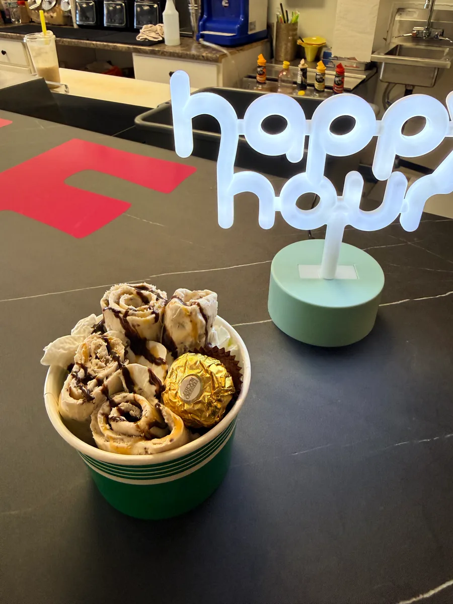 Ferrero Rocher rolled ice cream
